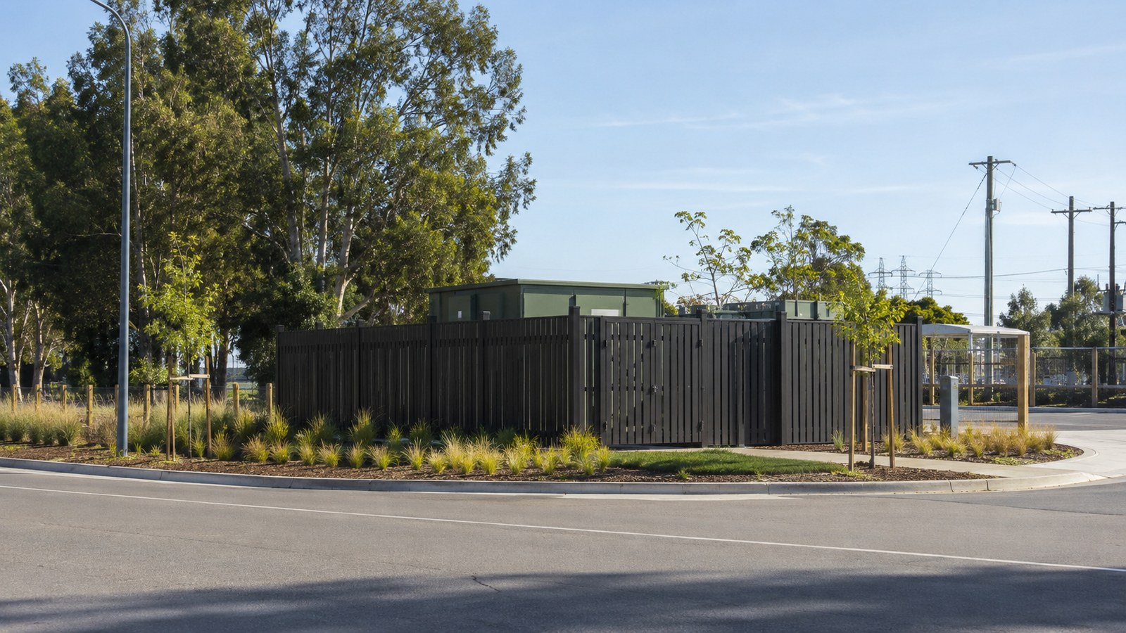 Demonstration infrastructure visualisation of a landscaped utility enclosure